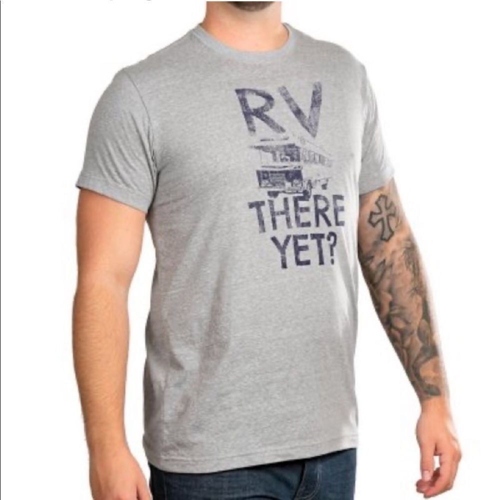 NWT RV There Yet? Camping Graphic Gray Tee Sz Medium, Brand: State Of Mine